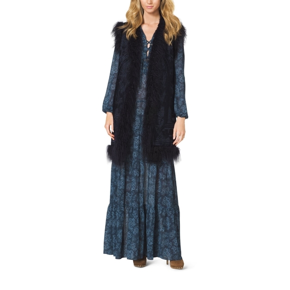 Michael Kors Embroidered Fur-trimmed Wool Vest - Picture 7 of 9